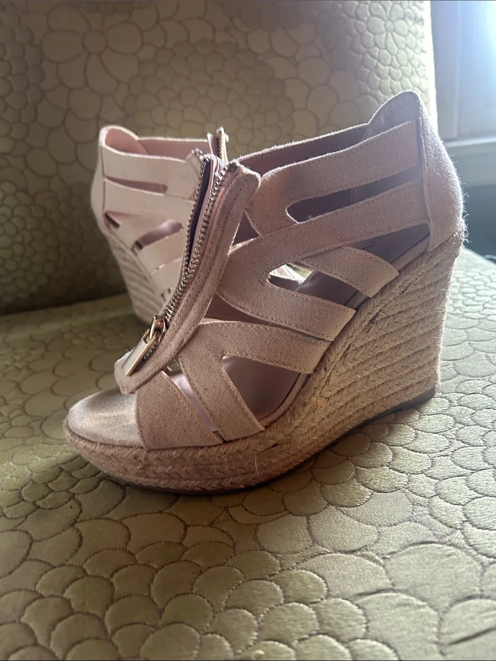 Merona Blush Pink Front-Zip Wedge Sandals